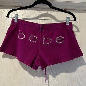 Bebe logo magenta color shorts